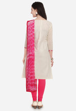 Load image into Gallery viewer, Cream Pure Semi Modal Embroidered Unstitched Salwar Suit Material