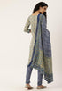 White And Blue Pure Jaipuri Cambric Cotton Printed Unstitched Salwar Suit Material
