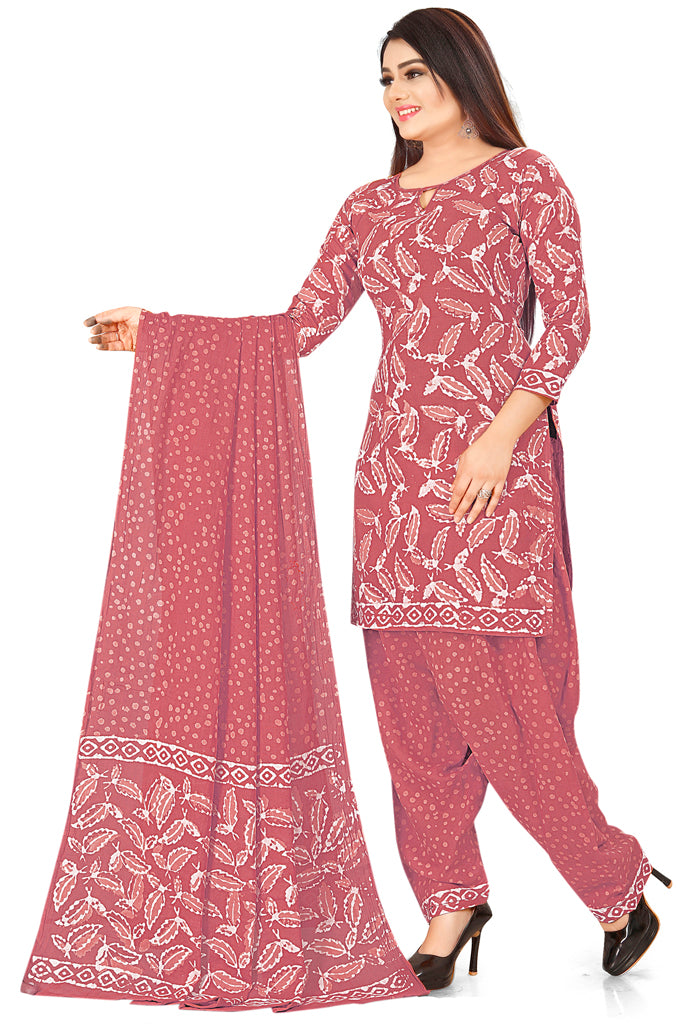 Pink Pure Jaipuri Cambric Cotton Printed Unstitched Salwar Suit Material