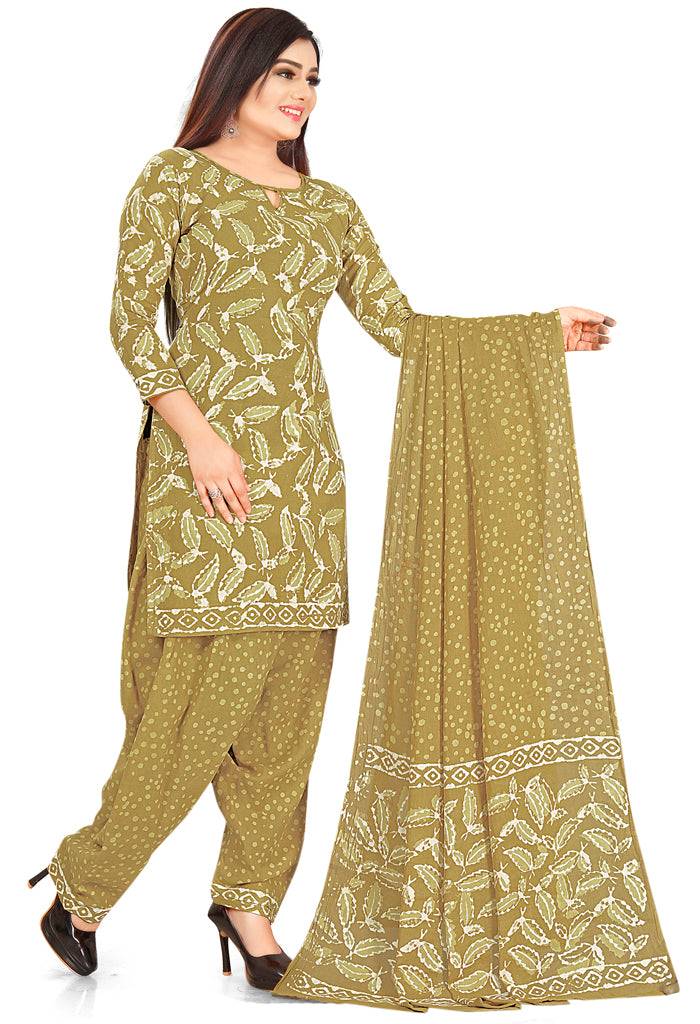 Green Pure Jaipuri Cambric Cotton Printed Unstitched Salwar Suit Material