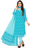 Light Blue Pure Jaipuri Cambric Cotton Printed Unstitched Salwar Suit Material