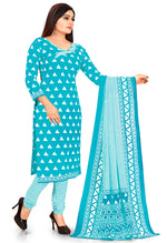 Load image into Gallery viewer, Light Blue Pure Jaipuri Cambric Cotton Printed Unstitched Salwar Suit Material