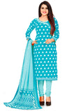 Light Blue Pure Jaipuri Cambric Cotton Printed Unstitched Salwar Suit Material