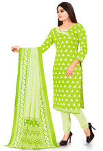 Load image into Gallery viewer, Parrot Green Pure Jaipuri Cambric Cotton Printed Unstitched Salwar Suit Material