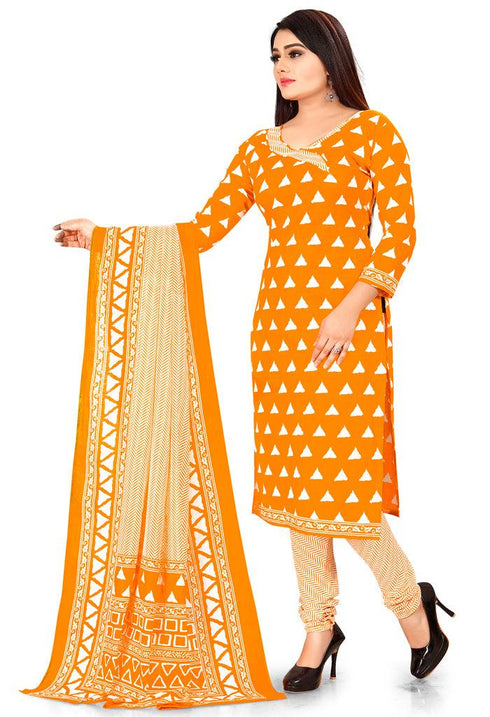 Mustard Pure Jaipuri Cambric Cotton Printed Unstitched Salwar Suit Material
