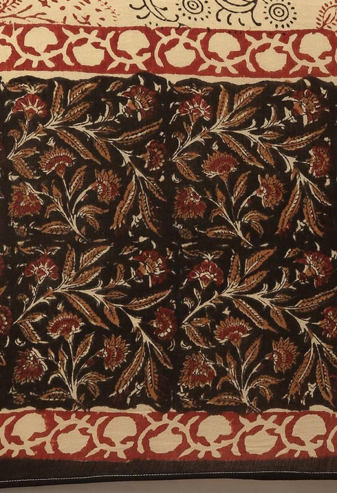 Black Pure Jaipuri Cambric Cotton Printed Unstitched Salwar Suit Material