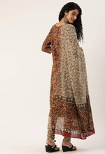 Load image into Gallery viewer, Brown Pure Cambric Cotton Printed Unstitched Salwar Suit Material
