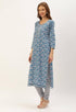 Blue And White Pure Cambric Cotton Printed Unstitched Salwar Suit Material