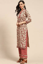 Load image into Gallery viewer, Beige Pure Cambric Cotton Printed Unstitched Salwar Suit Material