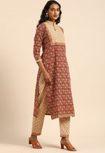 Load image into Gallery viewer, Maroon Pure Cambric Cotton Printed Unstitched Salwar Suit Material