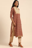 Maroon Pure Cambric Cotton Printed Unstitched Salwar Suit Material