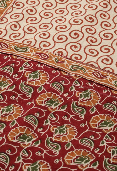 Maroon Pure Cambric Cotton Printed Unstitched Salwar Suit Material