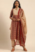 Maroon Pure Cambric Cotton Printed Unstitched Salwar Suit Material