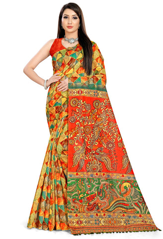 Multicolor Cotton Silk Printed Traditional Saree