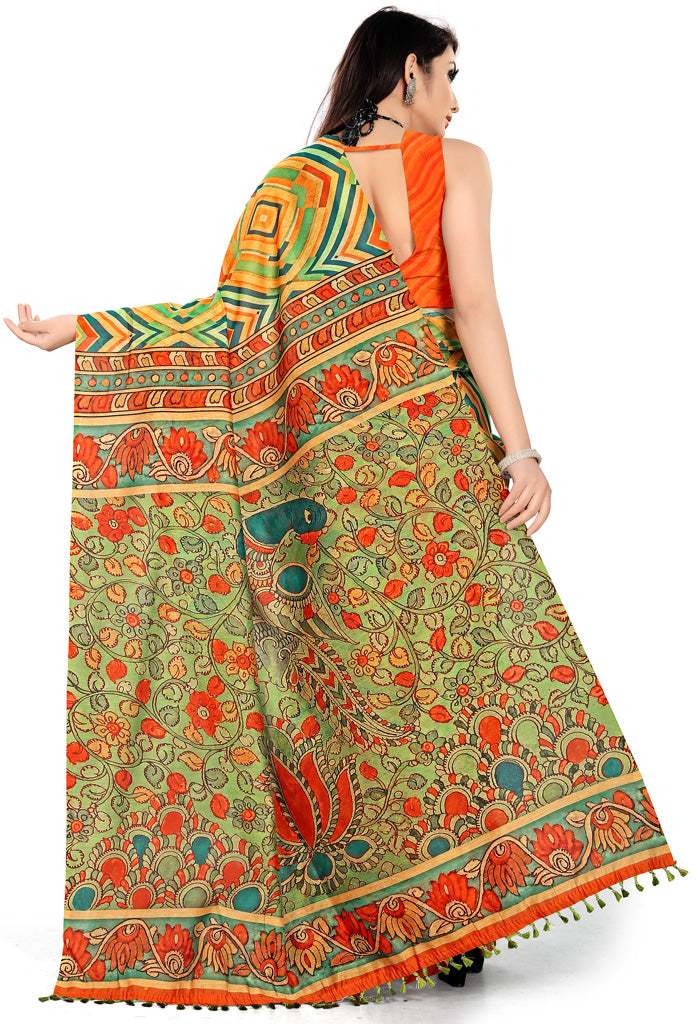Multicolor Cotton Silk Printed Traditional Saree