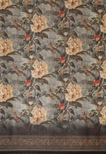 Load image into Gallery viewer, Black &amp; Grey Cotton Silk Kalamkari Printed Traditional Saree
