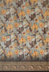 Grey Cotton Silk Kalamkari Printed Traditional Saree