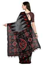Load image into Gallery viewer, Grey &amp; Black Linen Cotton Printed Traditional Saree