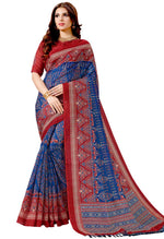 Load image into Gallery viewer, Royal Blue &amp; Red Cotton Silk Printed Traditional Saree