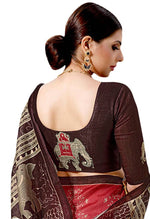 Load image into Gallery viewer, Dusty Peach Cotton Silk Printed Traditional Saree