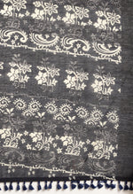 Load image into Gallery viewer, Navy Blue &amp; White Maheshwari Silk Printed Traditional Saree