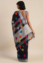 Load image into Gallery viewer, Navy Blue Linen Cotton Printed Traditional Saree