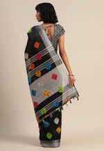 Load image into Gallery viewer, Black Linen Cotton Printed Traditional Saree