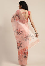 Load image into Gallery viewer, Peach Organza  Printed Traditional  Saree