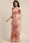 Peach Organza  Printed Traditional  Saree