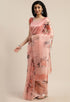 Peach Organza  Printed Traditional  Saree