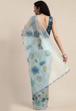 Load image into Gallery viewer, Aqua Blue Organza  Printed Traditional  Saree - Rajnandini