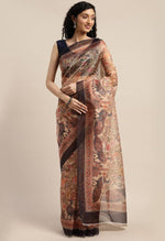 Load image into Gallery viewer, Beige Organza  Printed Traditional  Saree - Rajnandini