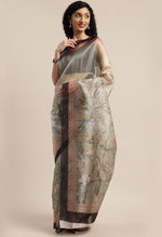 Load image into Gallery viewer, Sage Green Organza  Printed Traditional  Saree