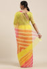 Yellow And Pink Organza Digital Floral Printed Traditional  Saree