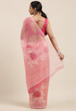 Light Pink Organza Digital Floral Printed Traditional  Saree