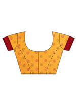 Load image into Gallery viewer, Yellow &amp; Red Jute Silk Embellished Embellished Traditional Saree
