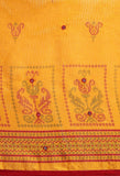 Yellow & Red Jute Silk Embellished Embellished Traditional Saree