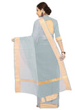 Grey Pure Cotton Printed Traditional Saree