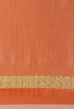 Load image into Gallery viewer, Orange kota Doria Cotton Plain Traditional Saree