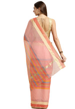 Load image into Gallery viewer, Light Pink kota Doria Cotton With Multicolored Striped Printed Traditional Saree