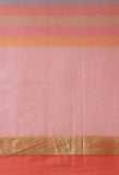Light Pink kota Doria Cotton With Multicolored Striped Printed Traditional Saree