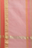 Light Pink kota Doria Cotton With Multicolored Striped Printed Traditional Saree