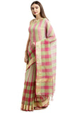 Pink & Green kota Doria Cotton Printed Traditional Saree