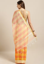 Load image into Gallery viewer, Orange &amp; Yellow kota Doria Cotton Printed Traditional Saree
