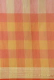 Orange & Yellow kota Doria Cotton Printed Traditional Saree