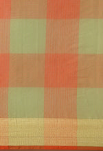 Load image into Gallery viewer, Orange &amp; Green kota Doria Cotton Printed Traditional Saree

