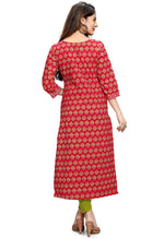 Load image into Gallery viewer, Red And Green Pure Cambric Cotton Jaipuri Printed Kurti
