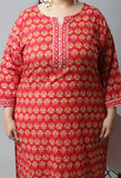 Pure Cambric Cotton Jaipuri Printed Plus Size Kurti