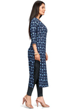 Load image into Gallery viewer, Navy Blue Pure Cambric Cotton Jaipuri Embroidered Kurti