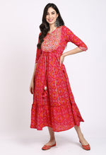 Load image into Gallery viewer, Pink Pure Cambric Cotton Embroidered Kurti
